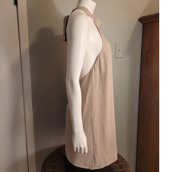 Forever 21 Halter Tie Open Back Mini Dress Sz Medium Neutral Taupe Bone TB50356 - Picture 8 of 10